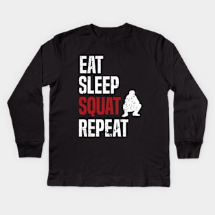 Eat Sleep Squat Repeat Slav Squat Kids Long Sleeve T-Shirt